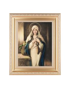 10 1/4" x 12 1/4" Satin Gold Frame with an 8" x 10" Chambers: Madonna of the Sacred Coat Print