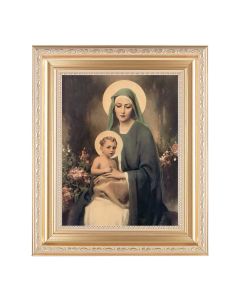 10 1/4" x 12 1/4" Satin Gold Frame with an 8" x 10" Chambers: Madonna and Child Print