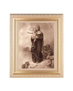 10 1/4" x 12 1/4" Satin Gold Frame with an 8" x 10" Bouguereau: Notre Dame des Anges Print