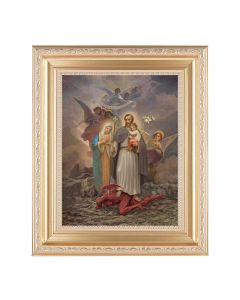 10 1/4" x 12 1/4" Satin Gold Frame with an 8" x 10" St. Joseph "Terror of Demons" Satin Gold Framed Art Print