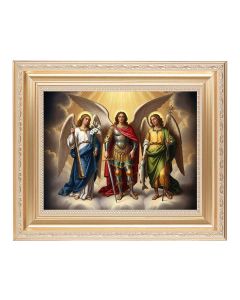 10 1/4" x 12 1/4" Satin Gold Frame with an 8" x 10" The Three Archangels Print