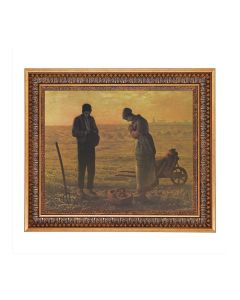 11"x14" The Angelus by Millet Print in a 13.5" x 16 9/16" Vintage Bronze with Acanthus Leaves Frame with Velvet Backing and Plexiglass