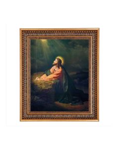 11"x14" Hoffman: Gethsemane Print in a 13.5" x 16 9/16" Vintage Bronze with Acanthus Leaves Frame with Velvet Backing and Plexiglass