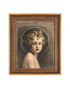 11"x14" Chambers: Light of The World Print in a 13.5" x 16 9/16" Vintage Bronze with Acanthus Leaves Frame with Velvet Backing and Plexiglass