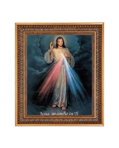 11"x14" Divine Mercy (Spanish) Print in a 13.5" x 16 9/16" Vintage Bronze with Acanthus Leaves Frame with Velvet Backing and Plexiglass