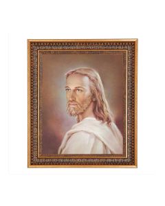 11"x14" Head of Christ Print in a 13.5" x 16 9/16" Vintage Bronze with Acanthus Leaves Frame with Velvet Backing and Plexiglass 