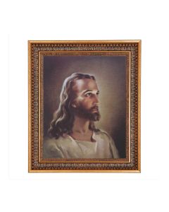 11"x14" Sallman: Head of Christ Print in a 13.5" x 16 9/16" Vintage Bronze with Acanthus Leaves Frame with Velvet Backing and Plexiglass