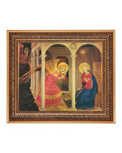 11"x14" Angelico: The Annunciation Print in a 13.5" x 16 9/16" Vintage Bronze with Acanthus Leaves Frame with Velvet Backing and Plexiglass