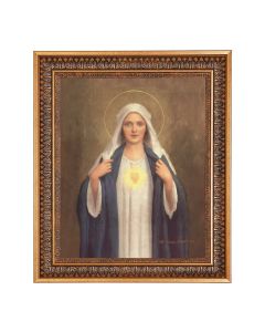 11"x14"Chambers: Immaculate Heart of Mary Print in a 13.5" x 16 9/16" Vintage Bronze with Acanthus Leaves Frame with Velvet Backing and Plexiglass
