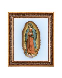 11"x14" O.L. of Guadalupe Print in a 13.5" x 16 9/16" Vintage Bronze with Acanthus Leaves Frame with Velvet Backing and Plexiglass