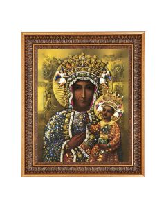 11"x14" O.L. of Czestochowa Print in a 13.5" x 16 9/16" Vintage Bronze with Acanthus Leaves Frame with Velvet Backing and Plexiglass