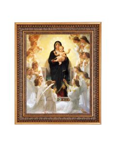 11"x14" Bouguereau: Queen of Angels Print in a 13.5" x 16 9/16" Vintage Bronze with Acanthus Leaves Frame with Velvet Backing and Plexiglass
