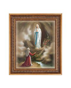 11"x14" O.L. of Lourdes Print in a 13.5" x 16 9/16" Vintage Bronze with Acanthus Leaves Frame with Velvet Backing and Plexiglass 