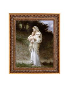 11"x14" Bouguereau: Madonna Divine Innocence Print in a 13.5" x 16 9/16" Vintage Bronze with Acanthus Leaves Frame with Velvet Backing and Plexiglass