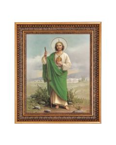 11"x14" St. Jude Print in a 13.5" x 16 9/16" Vintage Bronze with Acanthus Leaves Frame with Velvet Backing and Plexiglass