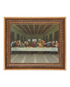 11"x14" Da Vinci: The Last Supper Print in a 13.5" x 16 9/16" Vintage Bronze with Acanthus Leaves Frame with Velvet Backing and Plexiglass