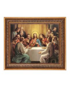 11"x14" The Last Supper Print in a 13.5" x 16 9/16" Vintage Bronze with Acanthus Leaves Frame with Velvet Backing and Plexiglass