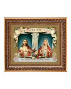 13.5" x 16 9/16" Vintage Bronze with Acanthus Leaves Frame with Velvet Backing and Plexiglass with a 11"x14" House Blessing Print