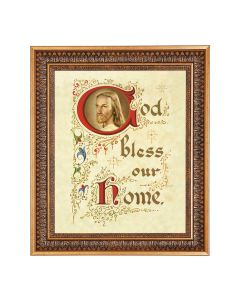 13.5" x 16 9/16" Vintage Bronze with Acanthus Leaves Frame with Velvet Backing and Plexiglass with a 11"x14" God Bless - House Blessing Print