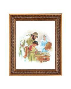 11"x14" Hook: Jesus the Carpenter Print in a 13.5" x 16 9/16" Vintage Bronze with Acanthus Leaves Frame with Velvet Backing and Plexiglass
