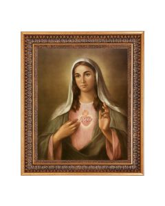 11"x14" LaFuente: Immaculate Heart of Mary Print in a 13.5" x 16 9/16" Vintage Bronze with Acanthus Leaves Frame with Velvet Backing and Plexiglass