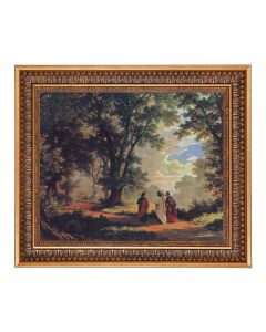 11"x14" Zund: Way to Emmaus Print in a 13.5" x 16 9/16" Vintage Bronze with Acanthus Leaves Frame with Velvet Backing and Plexiglass