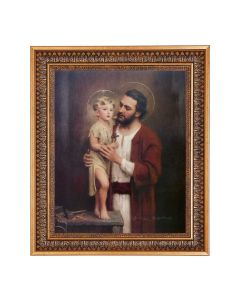 11"x14" Chambers: St. Joseph Print in a 13.5" x 16 9/16" Vintage Bronze with Acanthus Leaves Frame with Velvet Backing and Plexiglass