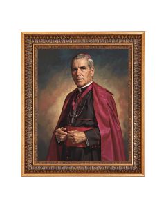 11"x14" Archbishop Fulton Sheen (Bust) Print in a 13.5" x 16 9/16" Vintage Bronze with Acanthus Leaves Frame with Velvet Backing and Plexiglass