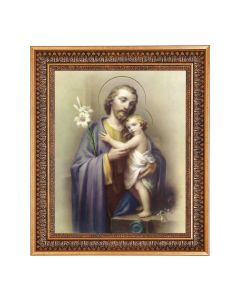 11"x14" St. Joseph Print in a 13.5" x 16 9/16" Vintage Bronze with Acanthus Leaves Frame with Velvet Backing and Plexiglass