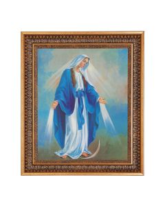 11"x14" Our Lady of Grace Print in a 13.5" x 16 9/16" Vintage Bronze with Acanthus Leaves Frame with Velvet Backing and Plexiglass