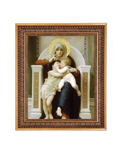 11"x14" Bouguereau: The Virgin Baby Jesus and St. John the Baptist Print in a 13.5" x 16 9/16" Vintage Bronze with Acanthus Leaves Frame with Velvet Backing and Plexiglass