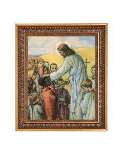 11"x14" Lord of All Nations Print in a 13.5" x 16 9/16" Vintage Bronze with Acanthus Leaves Frame with Velvet Backing and Plexiglass