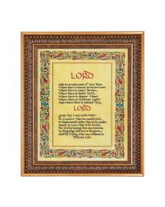 11"x14" The Peace Prayer Print in a 13.5" x 16 9/16" Vintage Bronze with Acanthus Leaves Frame with Velvet Backing and Plexiglass