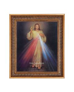 13.5" x 16 9/16" Vintage Bronze with Acanthus Leaves Frame with Velvet Backing and Plexiglass with a 11"x14" Divine Mercy Print 