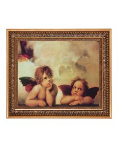 11"x14" Raphael: Sistine Angels Print in a 13.5" x 16 9/16" Vintage Bronze with Acanthus Leaves Frame with Velvet Backing and Plexiglass