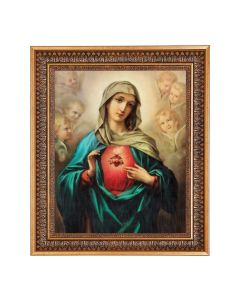 13.5" x 16 9/16" Vintage Bronze with Acanthus Leaves Frame with Velvet Backing and Plexiglass with an 11"x14" I.H.M. Print