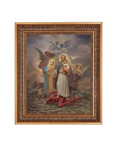11"x14" St. Joseph Terror of Demons Print in a 13.5" x 16 9/16" Vintage Bronze with Acanthus Leaves Frame with Velvet Backing and Plexiglass
