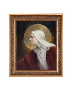 11"x14" Chambers: The Saint Print in a 13.5" x 16 9/16" Vintage Bronze with Acanthus Leaves Frame with Velvet Backing and Plexiglass