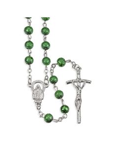 6mm Green Hammered Bead Rosary-P65