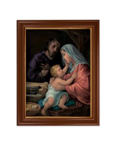 15 1/2" x 19 1/2" Walnut Finish Frame with Gold Accent and a 12" x 16" The Holy Family Textured Art