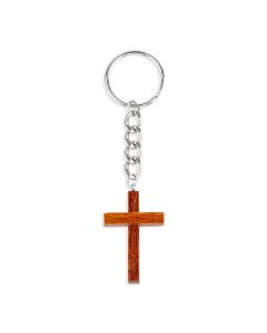 Wood Cross Keychain
