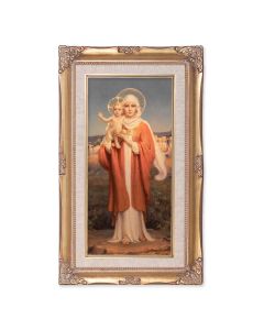 14" x 24" Gold Leaf Wood Frame with Linen Border and a 10" x 20" Chambers: O.L. of Jerusalem Print