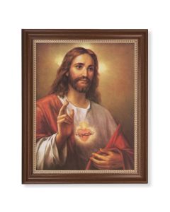 13 1/2" x 16 9/16" Walnut Finished Frame with 11" x 14" LaFuente: Sacred Heart of Jesus Textured Art