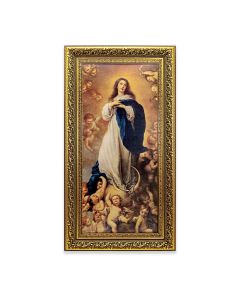 Murillo: Immaculate Conception Textured Artboard Print in a 11 5/8" x 19" Gold Leaf Wood Frame