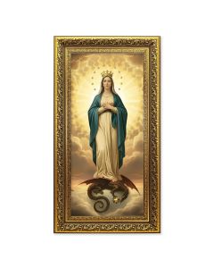 Mary Immaculate of The Sun Textured Artboard Print in a 11 5/8" x 19" Gold Leaf Wood Frame