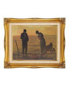 11"x14" Millet: The Angelus Textured Art in a 15"x18" Ornate Antiqued Gold Frame with Inner Linen Border