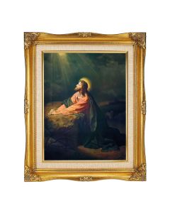 11"x14" Gethsemane Textured Art in a 15"x18" Ornate Antiqued Gold Frame with Inner Linen Border