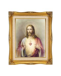 11"x14" SHJ Textured Art in a 15"x18" Ornate Antiqued Gold Frame with Inner Linen Border