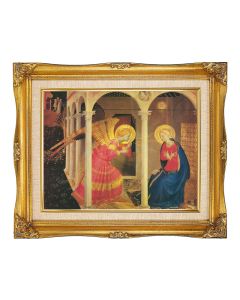 11"x14" Angelico: The Annunciation Textured Art in a 15"x18" Ornate Antiqued Gold Frame with Inner Linen Border