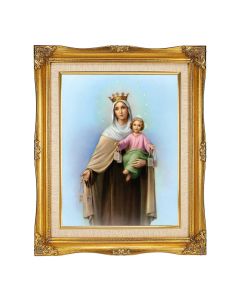 11"x14" O.L. of Mount Carmel Textured Art in a 15"x18" Ornate Antiqued Gold Frame with Inner Linen Border
